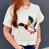 THE DUCK GRAPHIC SWEATER - CREAM