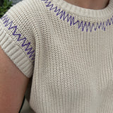 CREAM SWEATER WITH ZIGZAG