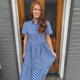JEMA GINGHAM NAVY DRESS
