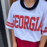 'GEORGIA' T-SHIRT TOP - WHT/RED