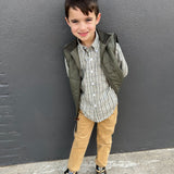 STAMPS DRESS SHIRT YOUTH- BG/OLV/GRN