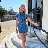 BUTTON FRONT DENIM TOP