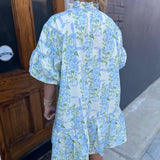 FLORAL BREEZE BABYDOLL DRESS - BLUE