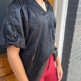 METALLIC BLOUSE - BLACK