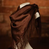 SOLID FRINGE SCARF - CHOCOLATE
