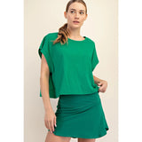 SLUB OPEN BACK TOP  - KELLY GREEN