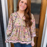 THE CAMEL FLORAL W/LEOPARD TRIM