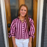 THE MADISON STRIPED TOP - PNK/WINE