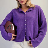 PURPLE BUTTON UP CARDIGAN