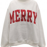 'MERRY' MOCK NECK SWEATSHIRT - WHITE