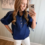 THE BETH TOP - DK DENIM