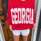 "GEORGIA" COMFY GRAPHIC SHIRT - RED