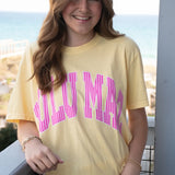 LM TEE - BUTTER W/PINK
