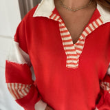 RED/IVORY COLOR-BLOCK TOP