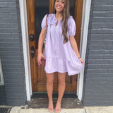 EMBROIDERED COLLAR DRESS - LAVENDER