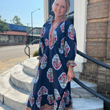 FLOWER PATCH MIDI DRESS - MIDNIGHT