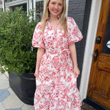 GINGER JAR PRINT DRESS - RED