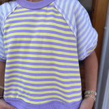 STRIPED TERRY SKORT SET - LAV/YEL