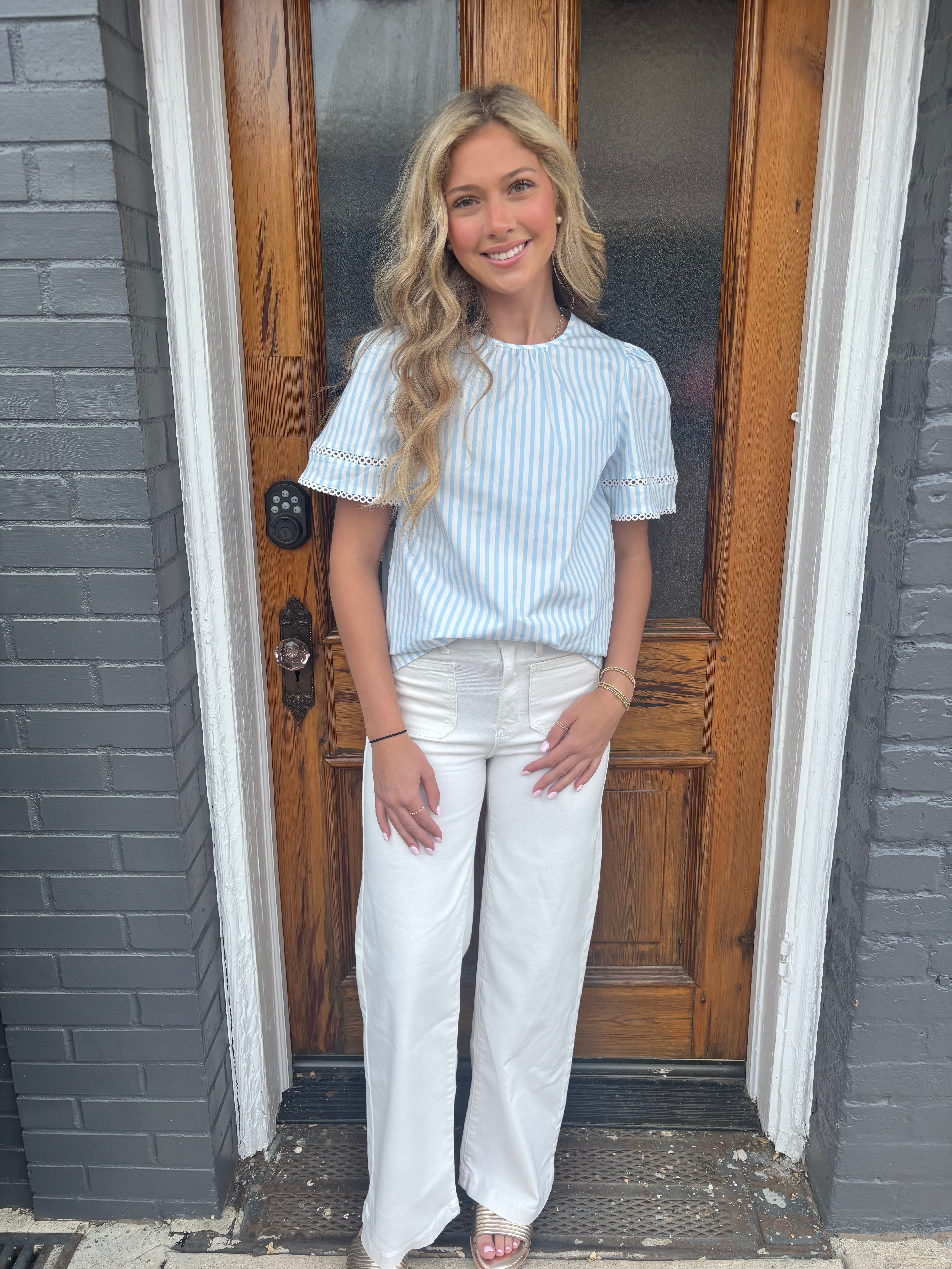 TABBY TOP - BLUE STRIPE