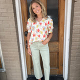 THE LISA FLORAL TOP - CREAM