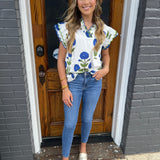 SCALLOP TRIM BLOUSE