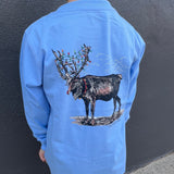 BOYS LS REINDEER SHIRT - LIGHT BLUE
