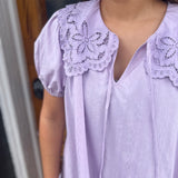 EMBROIDERED COLLAR DRESS - LAVENDER