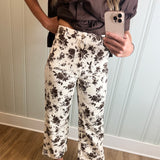 THE FLORAL PANTS - ECRU