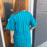 TWO-TONE STRIPE MIDI - GRN/BLU