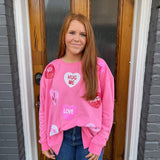 VALENTINE SPARKLE SWEATSHIRT - PINK