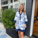 THE EMMA TOILE DRESS - NAVY