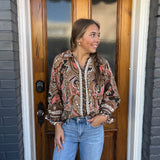 PAISLEY PRINT BUTTON UP - BROWN