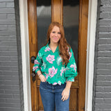 FLORAL SCALLOP EDGE TOP - GREEN