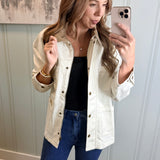 CORDUROY COLLAR BARN JACKET - ECRU