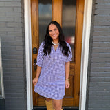 THE CHARLOTTE GINGHAM DRESS - PURPLE