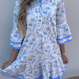 BLUE TOILE PRINT DRESS
