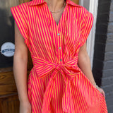 THE SUNSET DRESS - ORG/HT PNK
