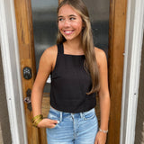 SQUARE NECK BLACK TOP