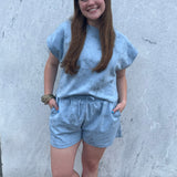 BLUE MARBLE SHORT SET