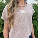 CAP SLEEVE SWEATER - OATMEAL