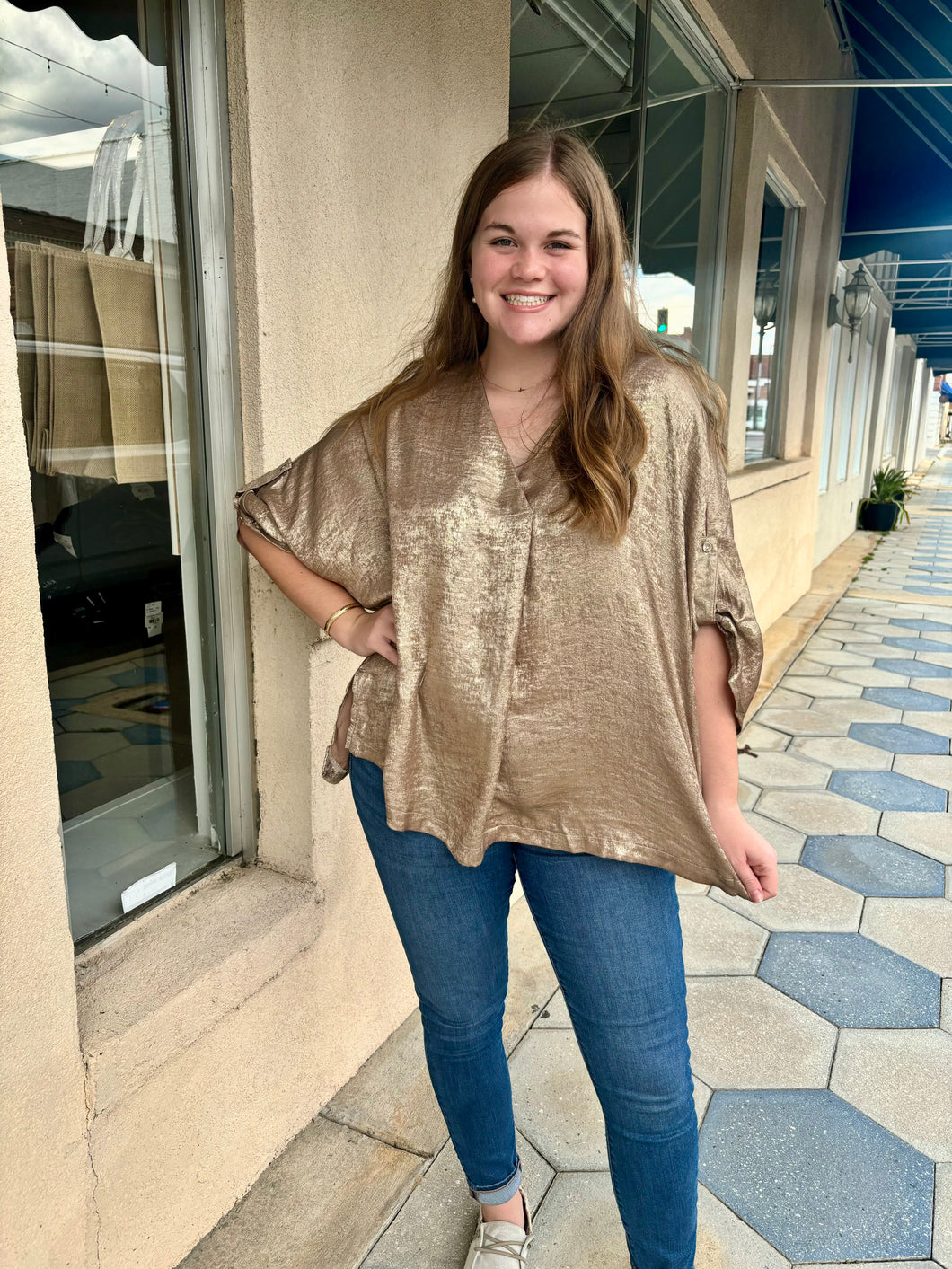 FALLING FOR METALLIC BLOUSE