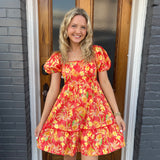 ANGUILLA TROPICAL DRESS - RED MIX