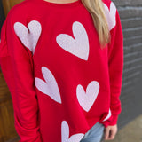 VALENTINES SPARKLE SWEATSHIRT - RED