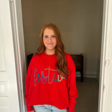 HOLIDAY SPARKLE SWEATER - RED