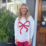 WILDER BOW SWEATER - WHITE