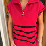 THE CELIA SWEATER - RED/BLK