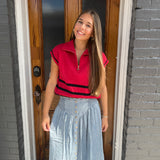 THE CELIA SWEATER - RED/BLK