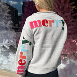 GIRLS VERY MERRY SWEATSHIRT - GRAY