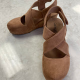 CAMEL FAUX SUEDE WEDGE