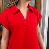 SOLID MIDI DRESS-RED